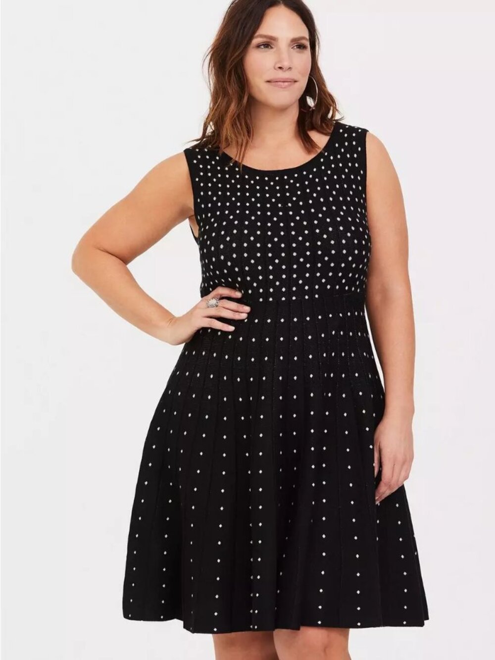 torrid Black & White Dotted Skater Sweater Dress Sz 1x